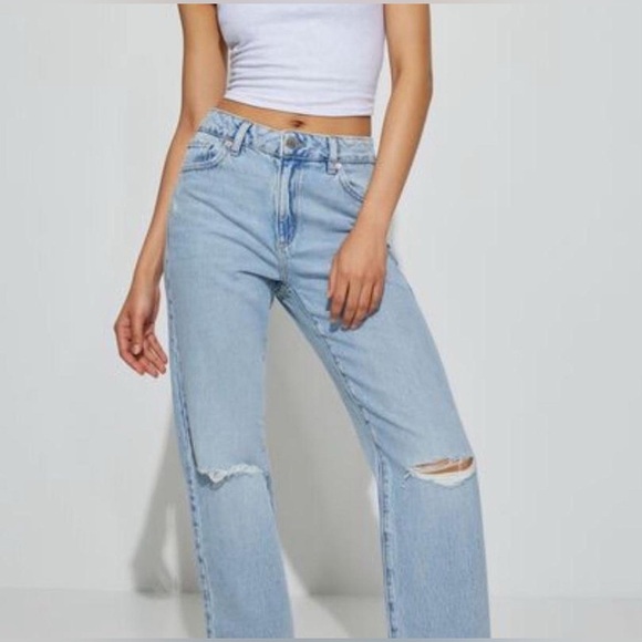Garage Denim Distressed Ripped 90’s Vintage Straight Leg Jeans - Picture 1 of 3